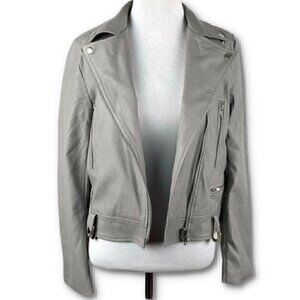 Olivaceous faux leather Moto jacket size S gray